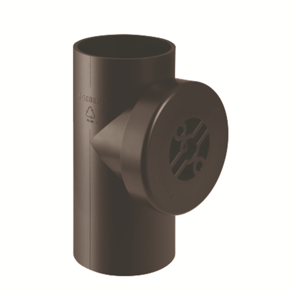 Pièce de nettoyage 90° Geberit PE avec trappe de visite ronde: d=125mm, d1=110mm