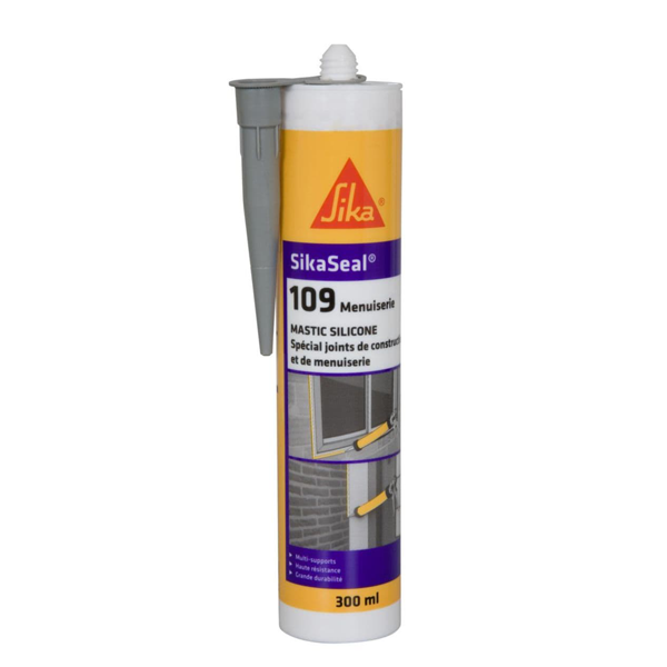 Mastic silicone neutre pour menuiseries - SikaSeal 109 - Gris - Cartouche 300 ml