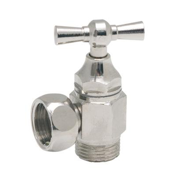 Robinet d'arrêt équerre pour WC - 3/8" - Tête à clapet - Laiton brut