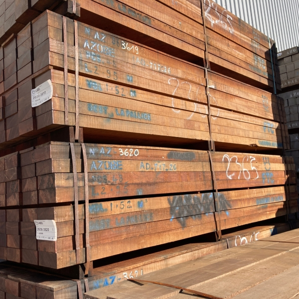 Traverse en bois d'Azobé Classe 5 - Traverse de chemin de fer - 170 x 70 mm - Longueur 2,60 m