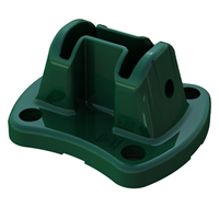 Platine aluminium pour poteau Easyclip - Vert RAL6005 - avec 4 chevilles métal