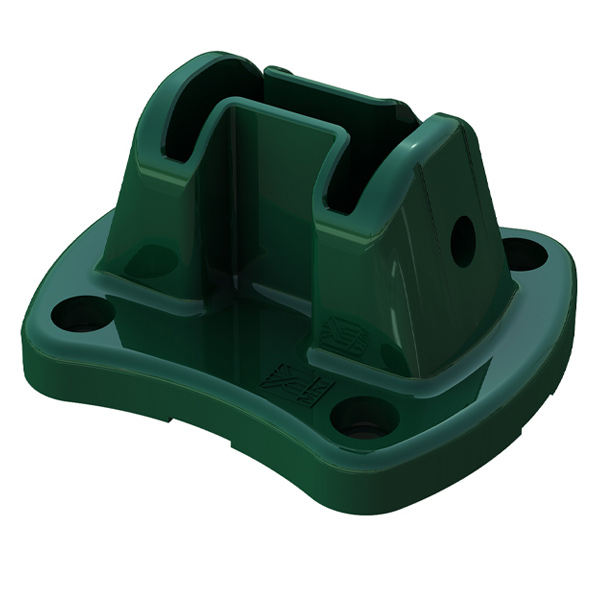 Platine aluminium pour poteau Easyclip - Vert RAL6005 - avec 4 chevilles métal