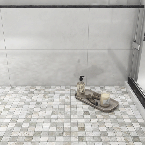 Carrelage mosaïque céramique antidérapante - 5 x 5 cm - Bali - plaque de 30,6 x 30,6 cm - Gris