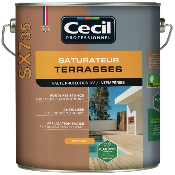 Saturateur pour terrasse bois - SX735 Cecil - Naturel aspect mat - 5 litres