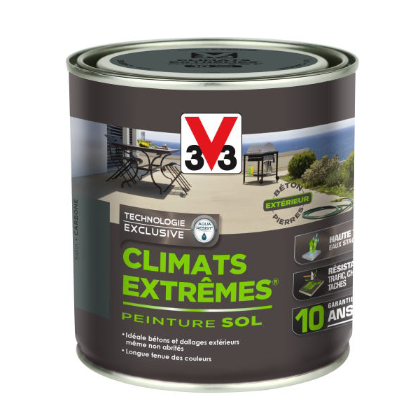 Peinture sols extérieurs V33 Climats extrêmes Carbone satin Pot 500ml