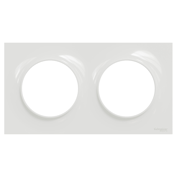 Plaque de finition double Schneider Odace Styl pour 2 postes encastrés - blanc brillant RAL 9003