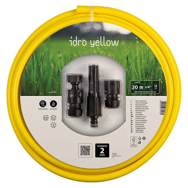 Tuyau arrosage Idro Yellow Fitt accessoires 12,5 mm 20 mètres Jaune