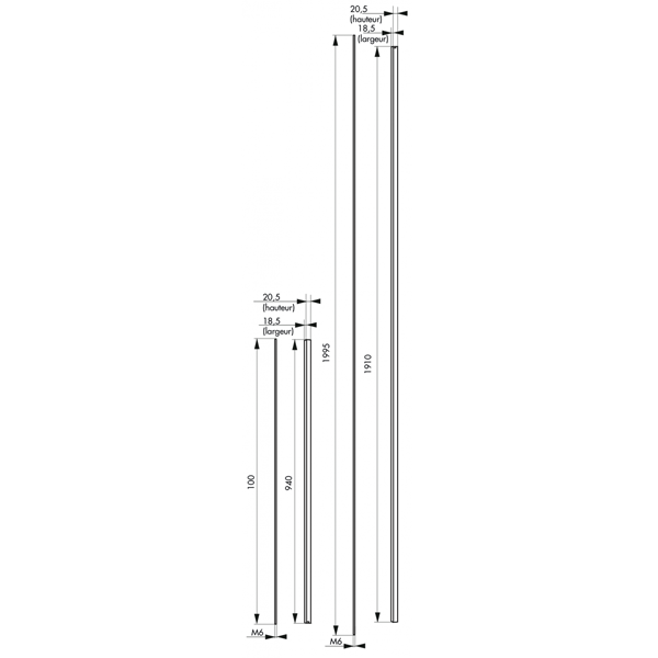 Rallonge de serrure antipanique Thirard D-CROSS - haut et bas - pour porte hauteur 3 mètres max - blanc