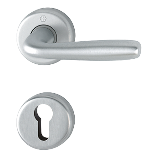 Ensemble sur rosace clé en I Maribor Hoppe Alu finition chromé mat pour porte de 37 - 47 mm