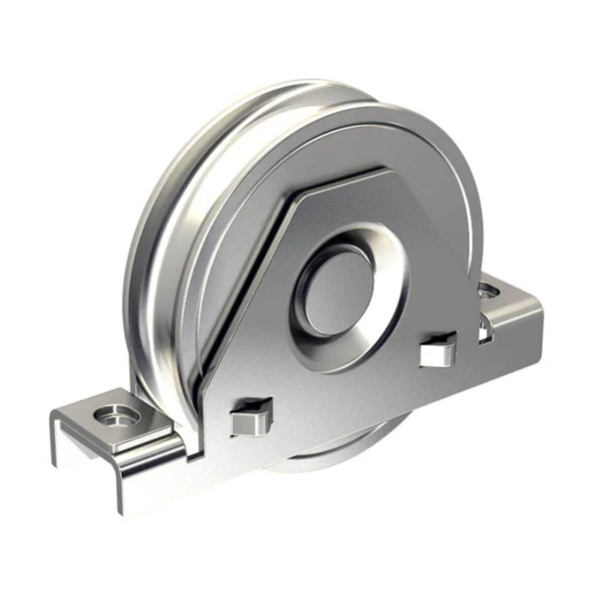 Galet à monture intérieure gorge en V Mantion - Capacité 200 Kg - Diamètre 80 mm - Acier - Lot de 2