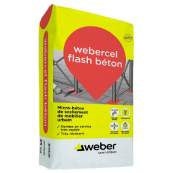 Micro-béton de scellement de mobilier urbain Webercel Flash béton