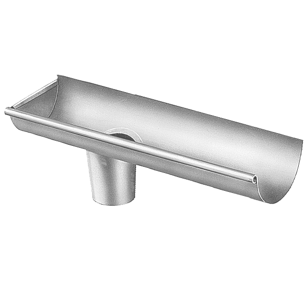 Embout à talon avec naissance en zinc VMZINC Gauche pour gouttière de 250 MM et descente de 80 MM