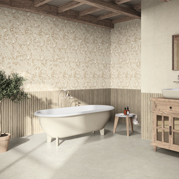 Faïence murale rectifiée effet bois rainuré Shoji - 30,0 CM x 90,0 CM - ép. 10,60 MM - coloris Dakar mat