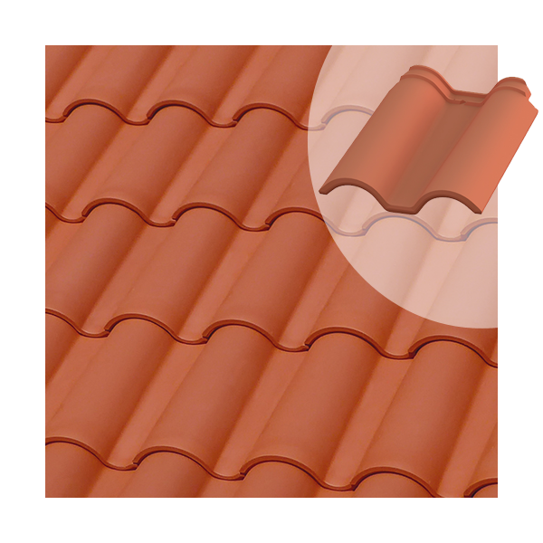 Tuile et demie en terre cuite TB-12 Tejas Borja pour rive droite  - coloris Nature rouge - 436 MM x 360 MM