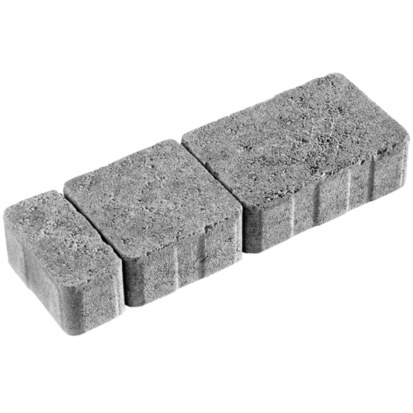 Pavé circulable Tépia en béton décoratif - pose sur sable - Gris nuancé - opus en 3 formats martelés