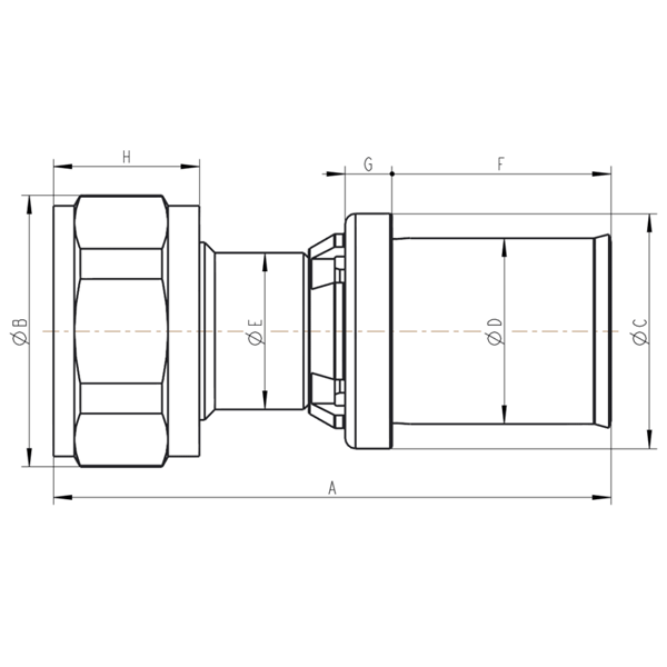 Raccord multicouche à sertir avec écrou tournant pour tubes multicouches XR - Ø16 x 1/2"