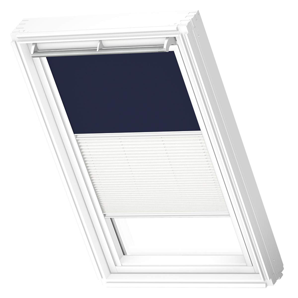 Store Duo occultant et tamisant Velux DFD-S pour fenêtre de toit SK06 - 114,0 CM x 118,0 CM - Bleu/Blanc