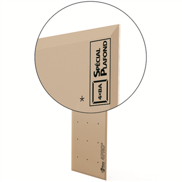 Plaque de plâtre plafond Placo 4PRO BA13 à 4 bords amincis - 2,50 M x 1,20 M - ép. 13 MM