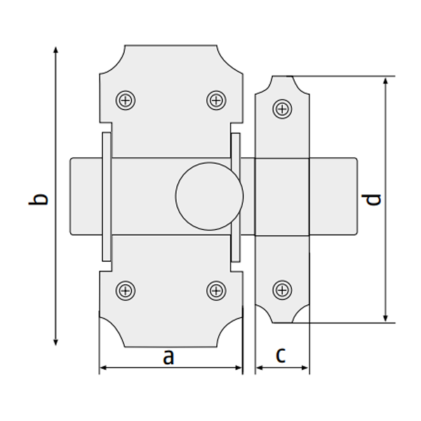 Verrou targette à pêne plat en acier zingué - DRR Abus - largeur 40 mm