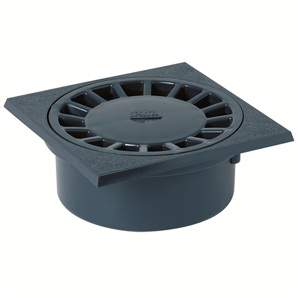 Siphon de cour carré 15 x 15 cm recueillement des eaux de ruissellement - SC456 Nicolle - PVC Gris anthracite