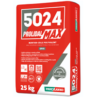 Mortier-colle amélioré polyvalent - 5024 Prolidal Max - Gris - Sac de 25 KG