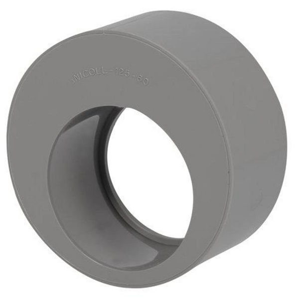 Tampon de réduction simple mâle femelle à coller - Nicoll - Ø 125/80 mm - PVC Gris