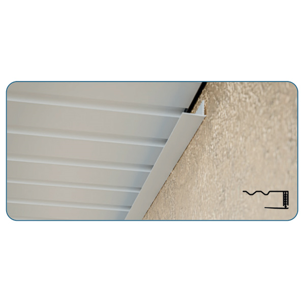 Profilé de finition mouluré pour lambris sous toiture PVC blanc - Clipsable en 2 parties - Fixation sur liteaux - Longueur 4,00 M
