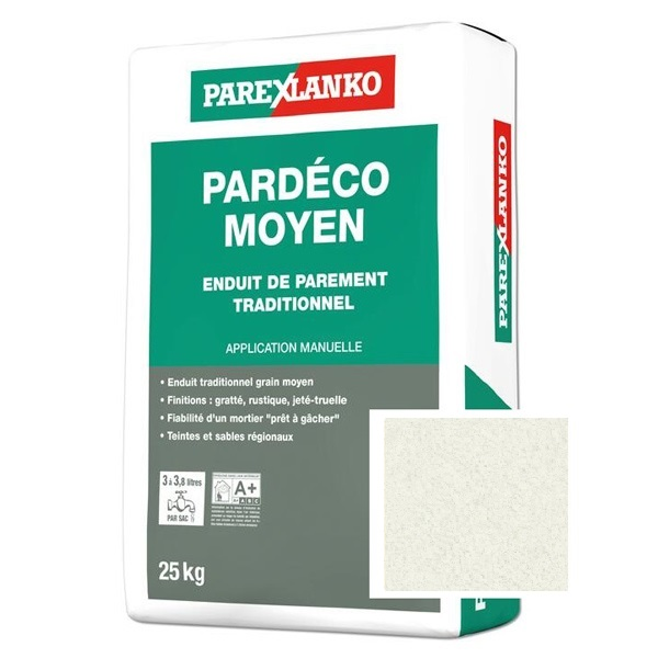 Enduit de façade traditionnel à grain moyen Parexlanko Pardéco - G20 Blanc cassé - Sac de 25 KG
