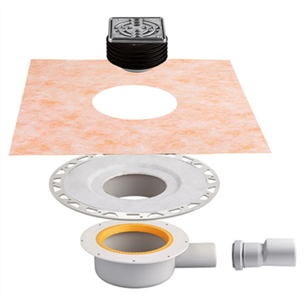 Kit complet pour siphons Kerdi-Drain avec sortie Horizontale pour douche à l'italienne