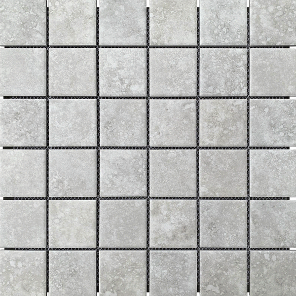 Carrelage mosaïque en céramique effet Pierre - 5 x 5 cm - plaque de 30 x 30 cm - Travertin blanc