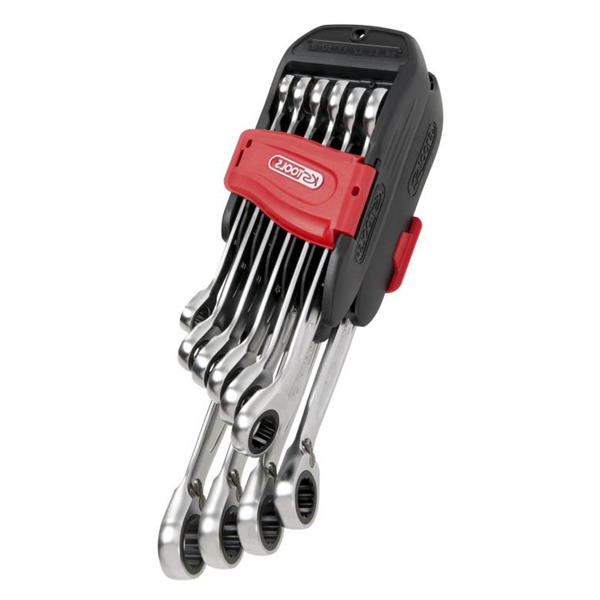 Jeu de 10 clés mixtes à cliquet réversible GEARplus KS Tools sur double support - 8 à 19 mm