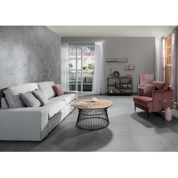 Carrelage intérieur effet béton ciré en grès cérame émaillé - Betonico - 45,0 CM x 45,0 CM - ép. 8,00 MM - Gris