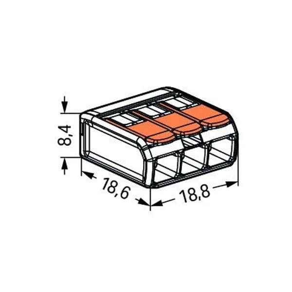 Borne de raccordement électrique à levier Compact Wago 221 pour 3 conducteurs de 4 mm² max - lot de 12