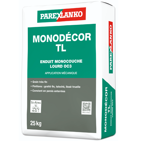 Enduit monocouche lourd grain très fin OC3 MONODÉCOR TL - G10 Blanc lumière - Sac de 25 KG