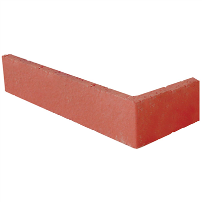 Plaquette d'angle de parement mural en terre cuite sablée Terreal PL12 Rouge - 22 CMx10,5 CMx14 / 50 MM