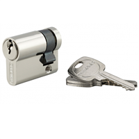 Demi-cylindre de sûreté à profil européen Thirard - laiton nickelé - avec 3 clés - 30 x 10 mm - sous blister