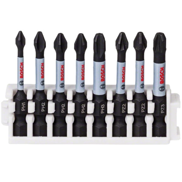 Pack de 8 embouts de vissage Bosch Impact Control Phillips PH et Pozidriv PZ 50 mm