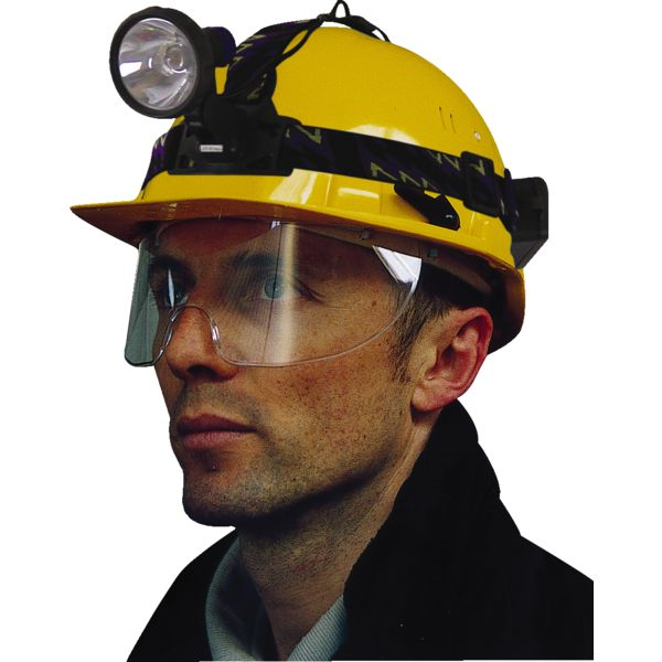 Casque de chantier Visiocéanic 2 en PE HD anti-UV avec lunette escamotable anti-choc - bleu