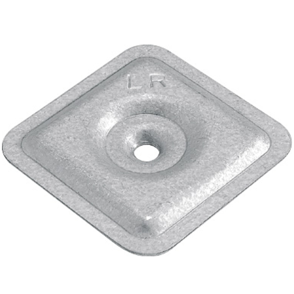 Plaquette pour fixation sur étanchéité bitumeuse - alu/zinc - trou de 4,5 mm - 40 x 40 mm