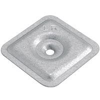 Plaquette de répartition nervurée pour fixation sur étanchéité bitumeuse - alu/zinc - trou de 4,5 mm - 40 x 40 mm