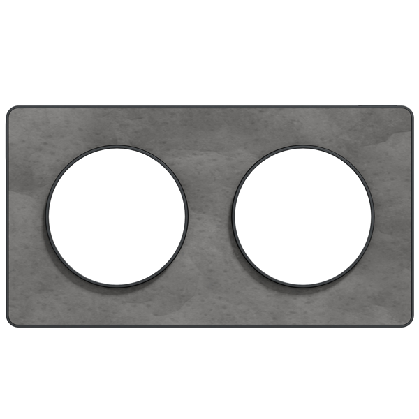 Plaque de finition double Schneider Odace Touch pour 2 postes encastrés - ardoise liseré anthracite
