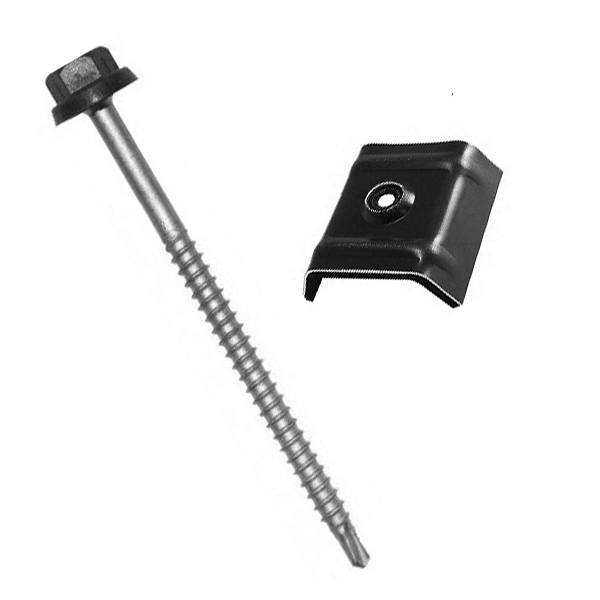 Fixations bacs acier sur charpente bois - Zacrovis + Cavalier - 6.5 x 100 mm - Gris anthracite - RAL 7016 - boîte de 100