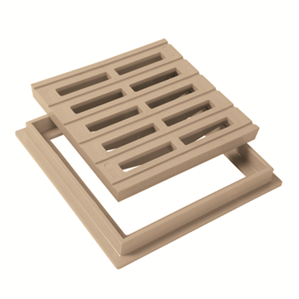 Grille avec cadre pour collecte des eaux de ruissellement - Nicoll - Sable - 200 x 200 mm