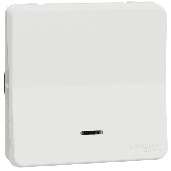 Interrupteur va-et-vient lumineux Schneider Mureva Styl - LED bleue - IP55 - IK08 - blanc - 10AX 250V