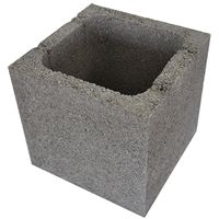 Bloc poteau pilier en béton brut Obra -  26 CM x 26 CM extérieur - hauteur 25 CM