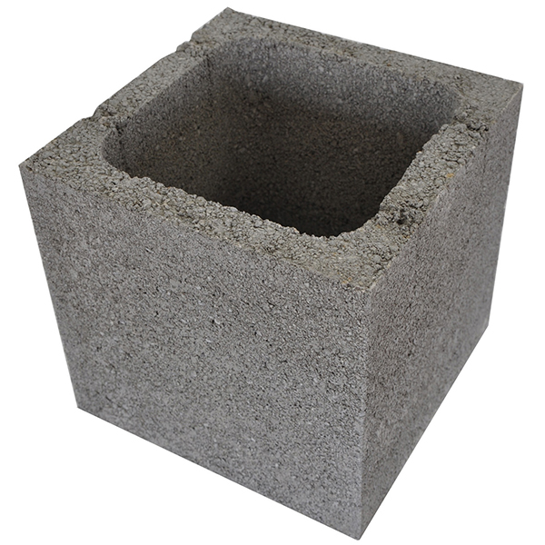 Bloc poteau pilier en béton brut Obra -  26 CM x 26 CM extérieur - hauteur 25 CM
