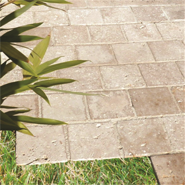 Pavé pierre naturelle TRAVERTIN 1er choix - Light mix - 15,25 CM x 15,25 CM - Ép.30 MM