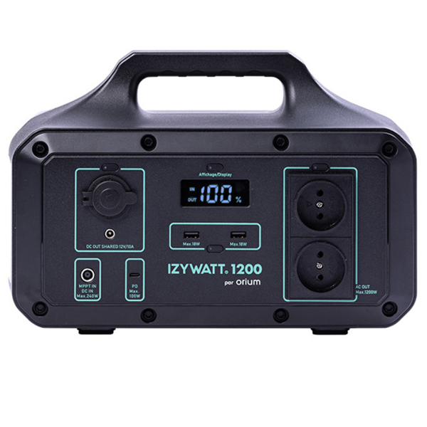 Station électrique portable IZYWATT 1200,0 W Orium - 4 modes de charge - 7 prises de sortie