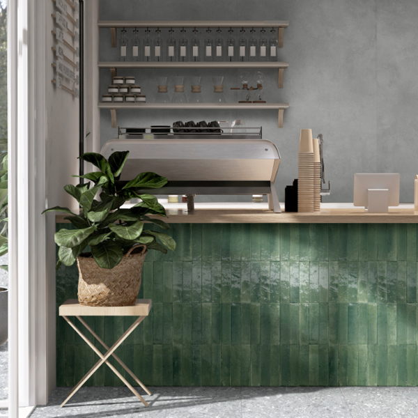 Faïence brillante effet Zellige - Look Glossy - 24,0 CM x 6,0 CM - ép. 10,00 MM - Verde