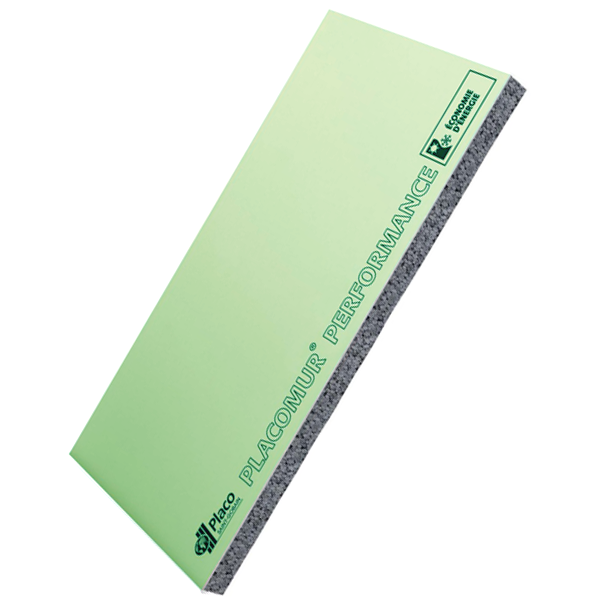 Doublage isolant hydrofuge Placomur Performance Marine BA13+100 MM - R = 3,15 m².K/W - 2,60 M x 1,20 M